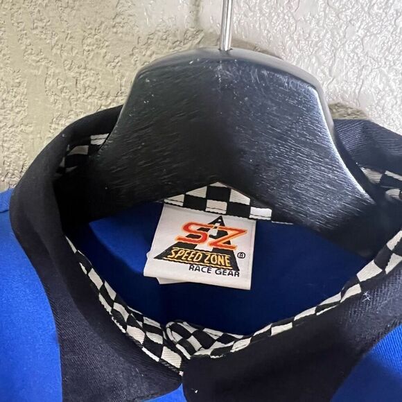 Y2K Speed Zone Mechanic Pit Crew Button Down Shirt Medium - Picture 3 of 4